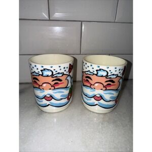 Set Of 2 Vintage Melamine SANTA CLAUS Merry Christmas HoHoHo CUP DEKA INC OLA005